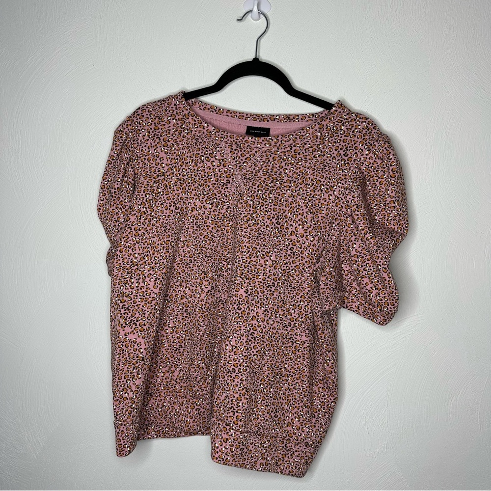 Who What Wear Cheetah Print Sweatshirt Puffy Blouse